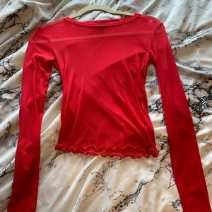 mesh long sleeve crop top